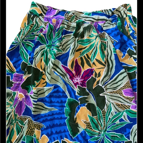 Sag Harbor Vintage Skirt Large Floral Tropical Cottage Y2K Stretch Waist Rayon - Picture 2 of 8